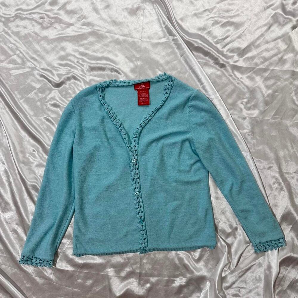 Blue cardigan with lace